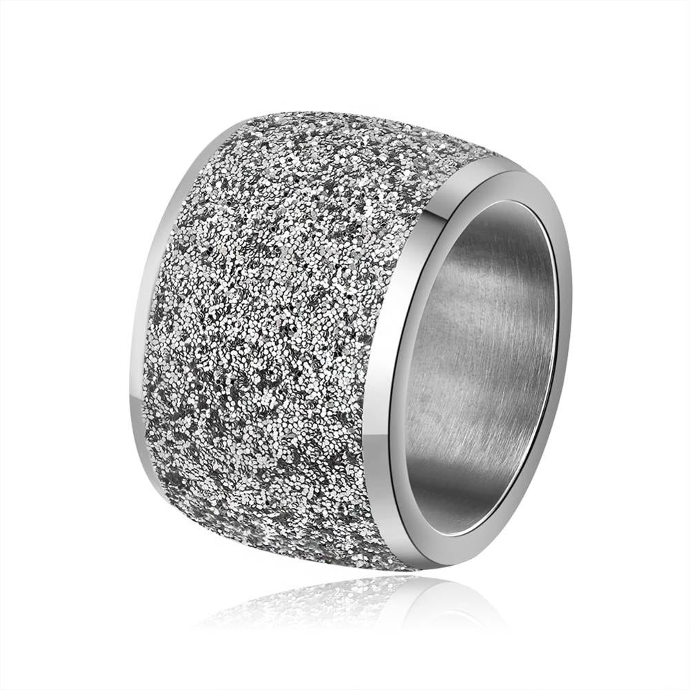 Silver/Rose Gold Color Stainless Steel Rings 16mm Frosting Surface Big Wedding Band Party Ring for Women IR73