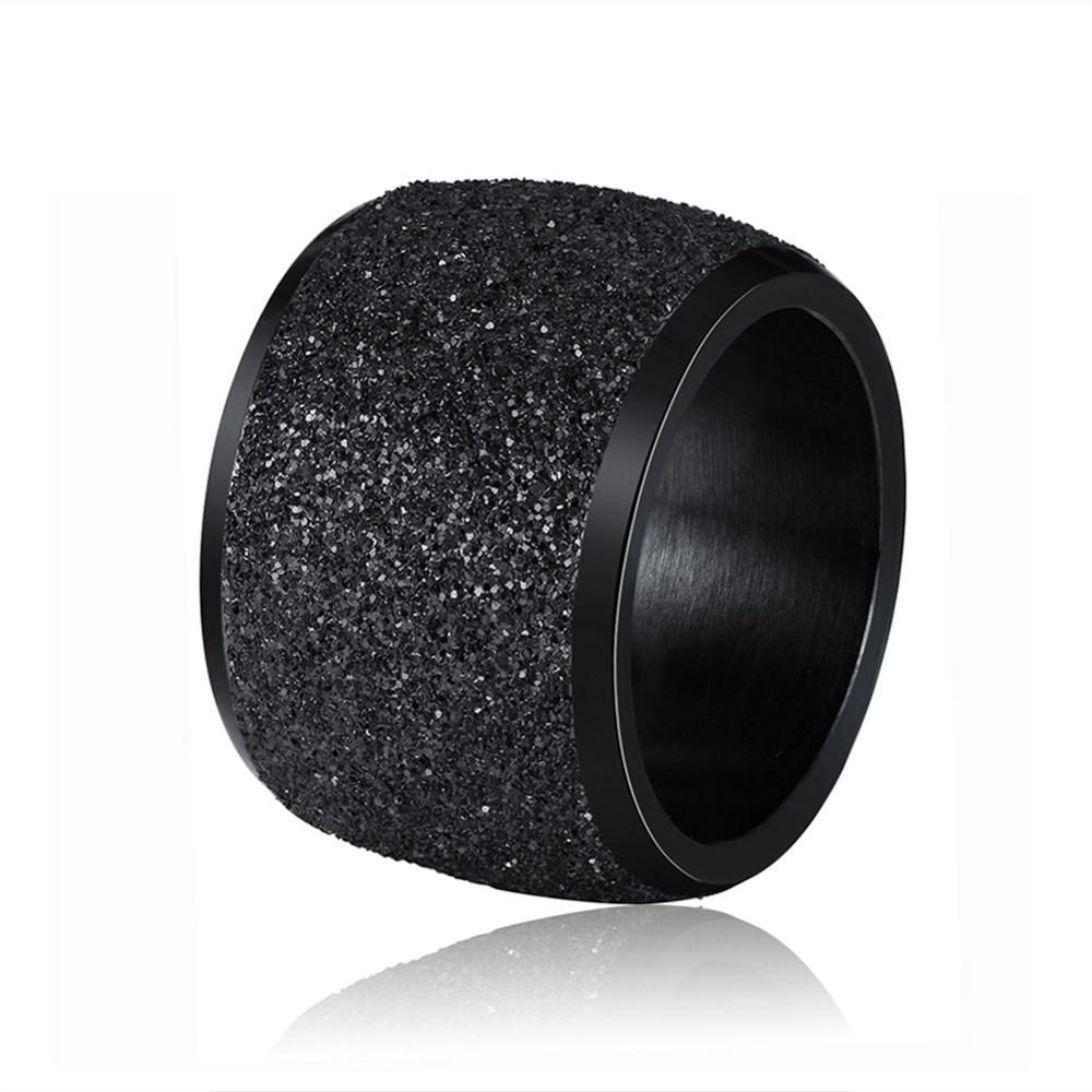 Silver/Rose Gold Color Stainless Steel Rings 16mm Frosting Surface Big Wedding Band Party Ring for Women IR73