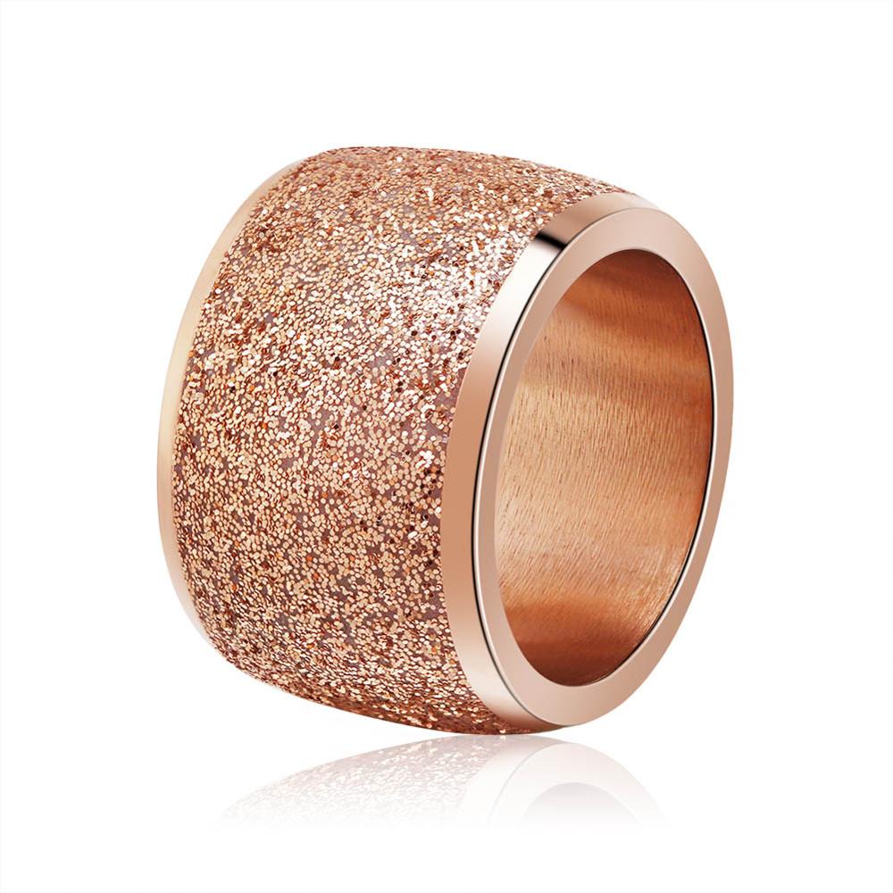 Silver/Rose Gold Color Stainless Steel Rings 16mm Frosting Surface Big Wedding Band Party Ring for Women IR73