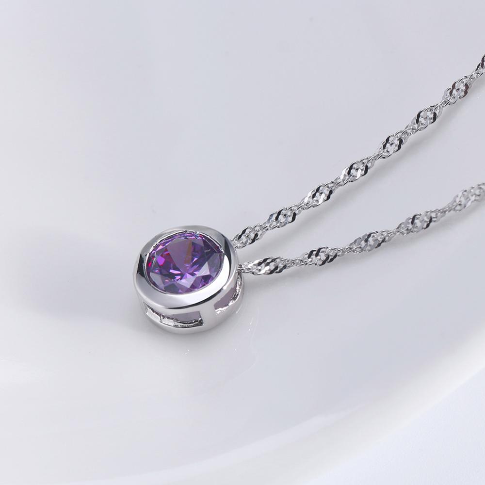 Women Necklace Cute Little Round Pendant Necklace with Shining Austrian Zircon Silver Color Necklace PN74