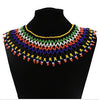 Egyptian Ethnic Bead Bib Collar Neck African Multicolors Beaded Tassel Choker Necklace Statement Maxi Jewelry Tribal Halloween