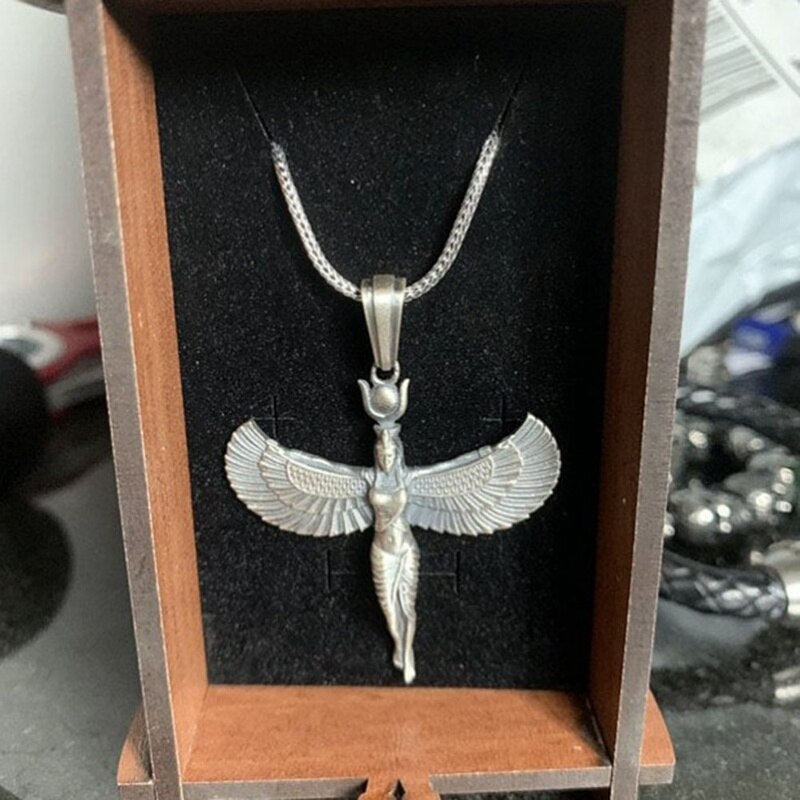 Egyptian Goddess Isis Choker Necklace Ancient Egypt God Collar Necklaces Women Men Neck Collars Silver Color Chains