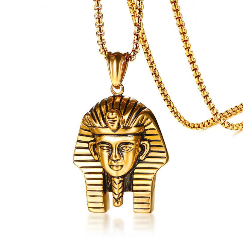 Egyptian Pharaoh Pendant Necklace for Men Women Gold Chain Stainless Steel Male Punk Religious Jewelry Egypt Gift Choker