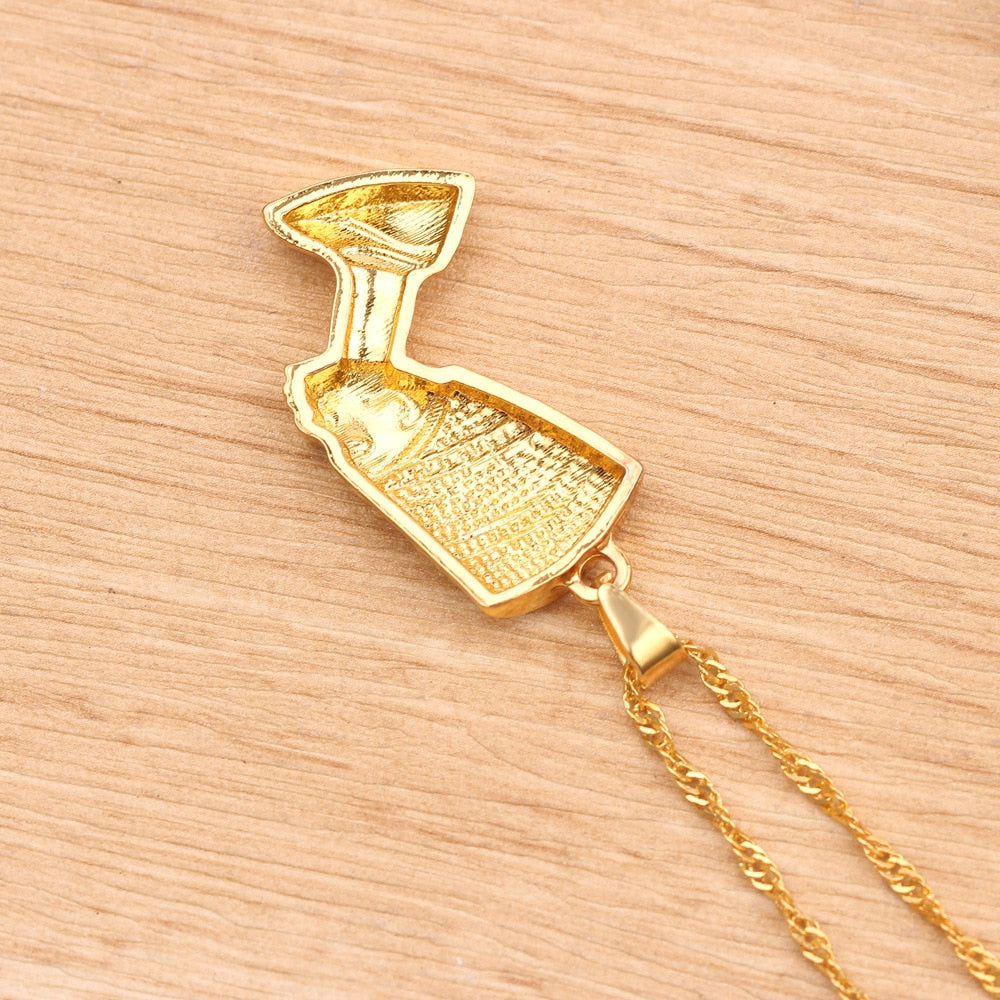 Egyptian Queen Nefertiti Pendant Necklace Stainless Steel Gold Silver Color Women Men African Egyptian Hiphop Jewellery Gift