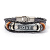 Eif Dock Men's Braided Leather Bracelets armband heren in Black and Brown Color with Love Nameplate Bracelet for Man