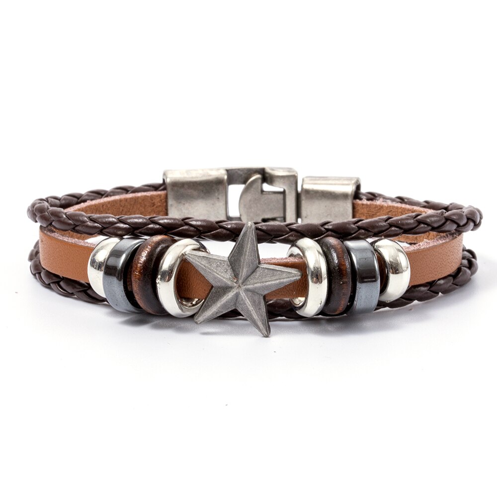 Eif Dock Men's Braided Leather Bracelets armband heren in Black and Brown Color with Love Nameplate Bracelet for Man