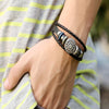 Eif Dock Men's Braided Leather Bracelets armband heren in Black and Brown Color with Love Nameplate Bracelet for Man