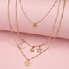 Eif Dock Moon Star Pendant Necklace Boho Geometric Crystal Layered Necklaces for Women Girl Love Heart Collar Choker Jewelry