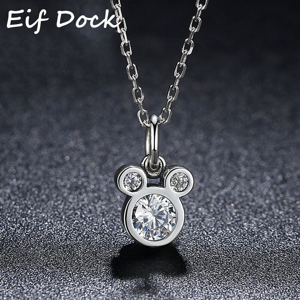 Eif Dock Stainless Steel Necklaces for Kids Jewelry Mickey Animal Cubic Zirconia Necklace Collier femme 2021