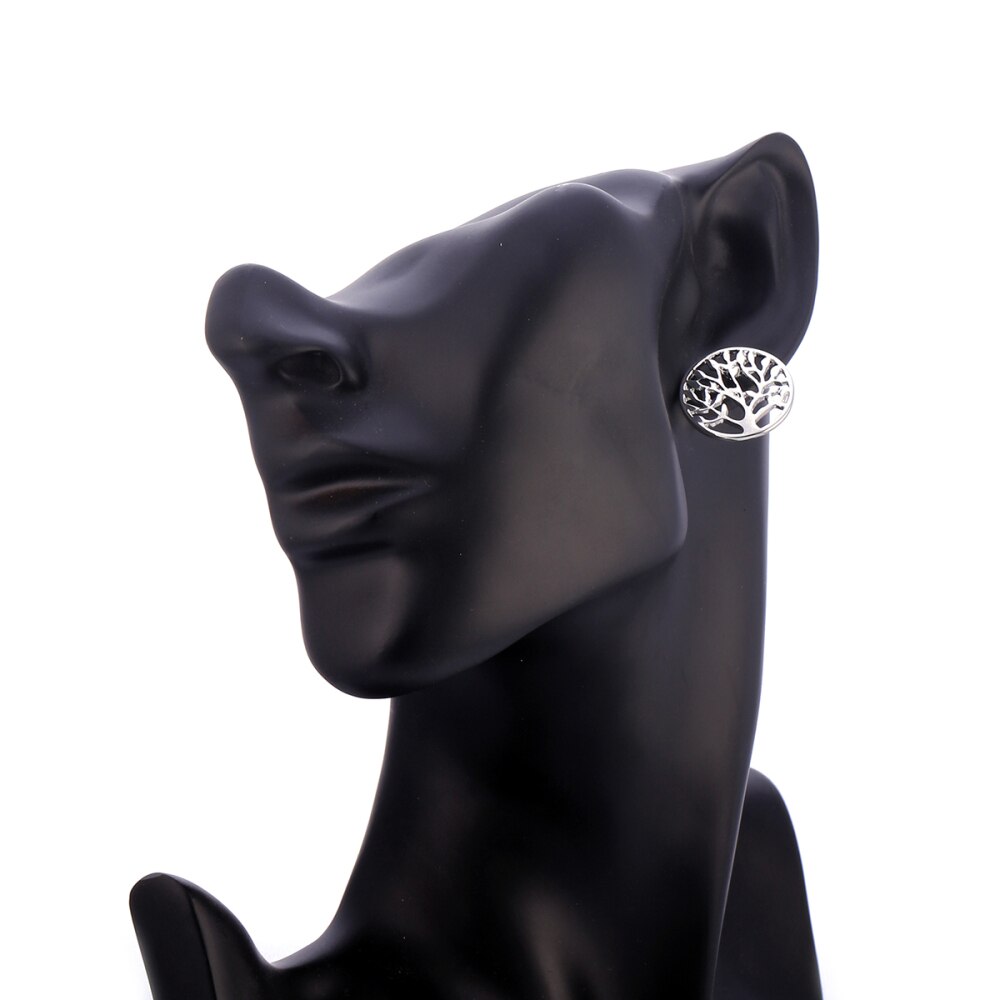 Elegance Gold Color Stainless Steel Stud Earrings Tree of Life Earring for Women Gift Jewelry Accessories  2022