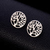 Elegance Gold Color Stainless Steel Stud Earrings Tree of Life Earring for Women Gift Jewelry Accessories  2022