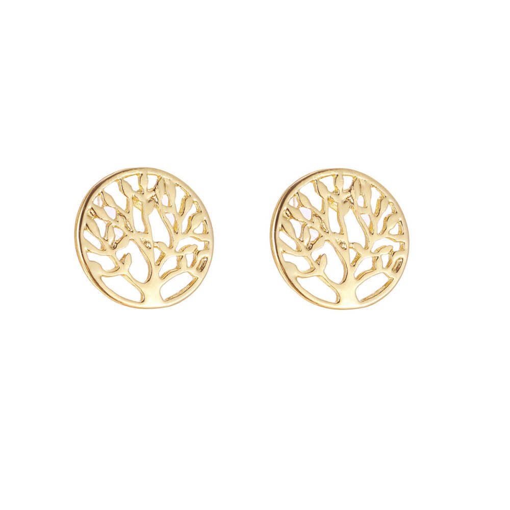 Elegance Gold Color Stainless Steel Stud Earrings Tree of Life Earring for Women Gift Jewelry Accessories  2022