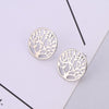Elegance Gold Color Stainless Steel Stud Earrings Tree of Life Earring for Women Gift Jewelry Accessories  2022