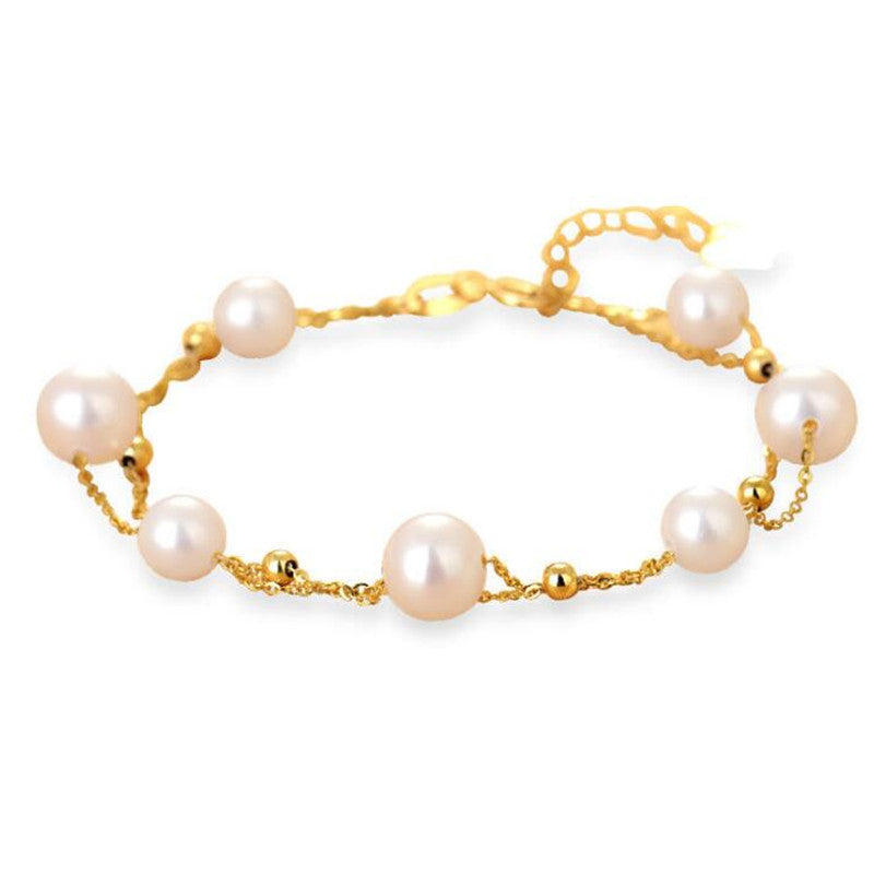 Elegant 5.5-6-7mm Pearl Chain Bracelet 18K Gold Jewelry For Women Party Gift Wholesale Bracelets & Bangles Lady