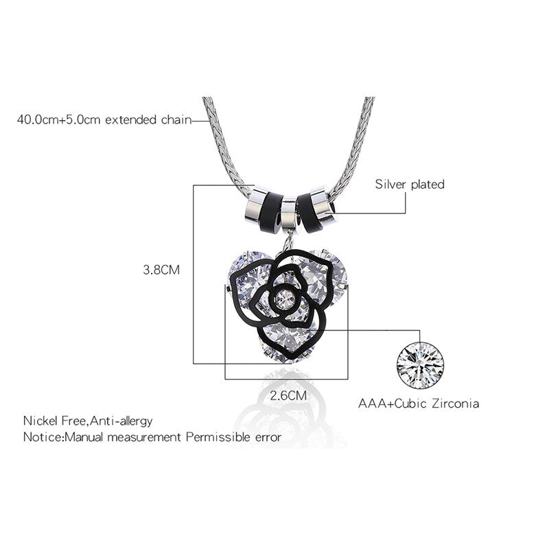 Elegant Big Crystal Flower Pendant Necklace for Women Bohemian Silver Color Short Necklace Accessories Jewelry 2022 Gift