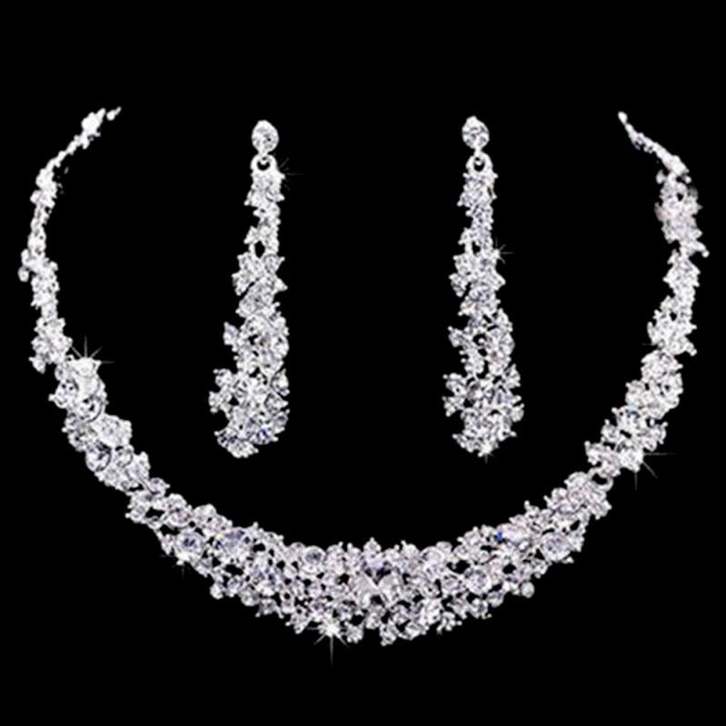 Elegant-Bridal-Jewelry-Sets-Wedding-Jewelry-Rhinestone-Crystal-Silver-Color-Necklaces-Earrings-Sets