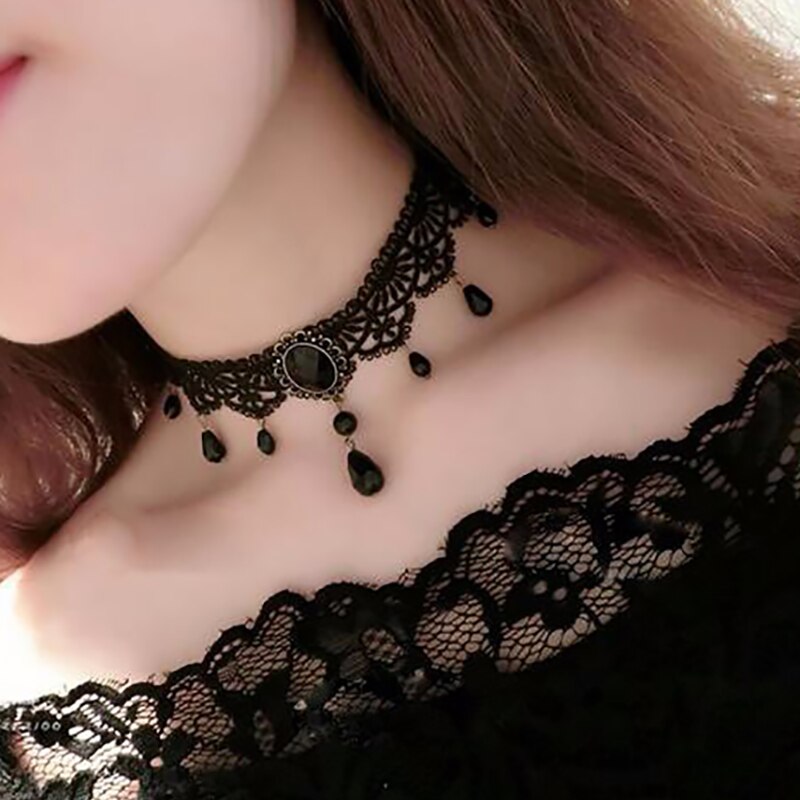 Elegant Clavicle Necklaces Multilayer Black Choker Necklace Crystal Hollow out Gothic Vintage Collar Necklace For Women Jewelry