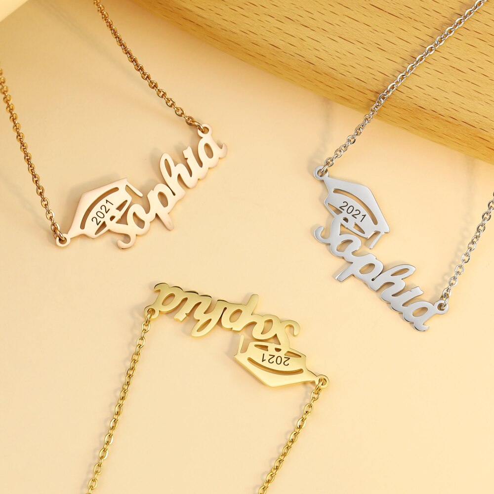 Elegant Custom Name Trencher Pendant Personalized Women Necklace Academy Graduation Gift Gift for School Leavers Senior Graduate