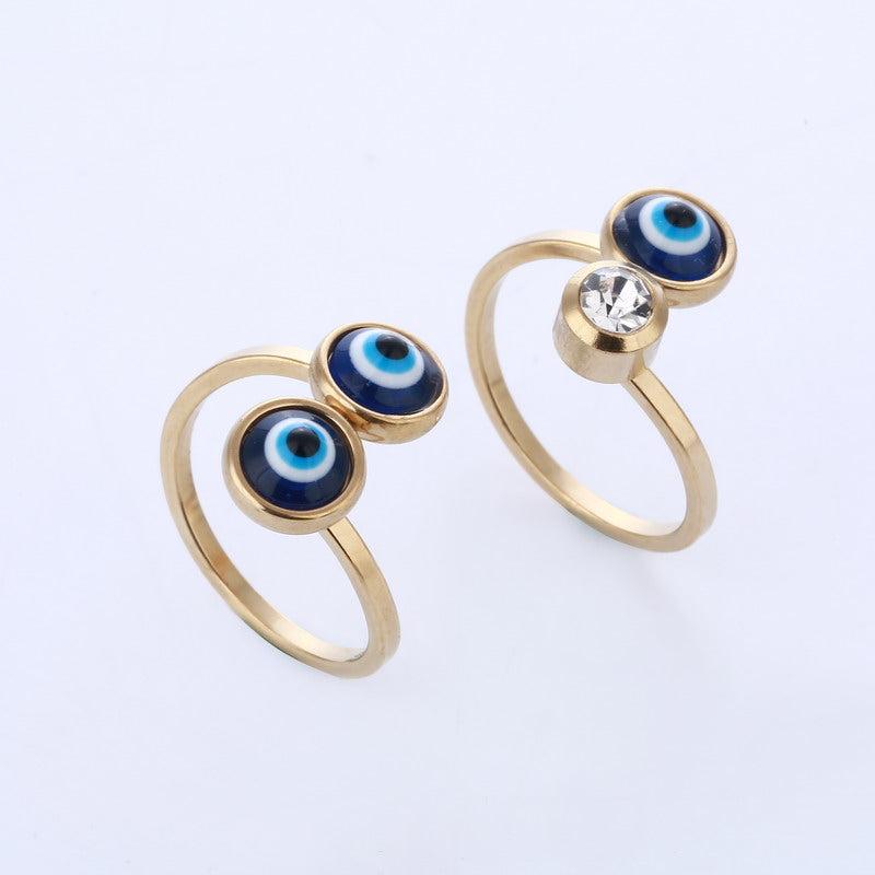 Elegant Cute Blue Eye Zircon Stainless Steel Rings For Women Ladies Swan Gold Color Charm Jewelry Party Ring Gifts