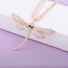 Elegant Crystal Dragonfly Pendant Necklace Rose Gold/Silvery Long Sweater Collier pendentif For Women Jewelry Gift 2022
