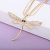 Elegant Crystal Dragonfly Pendant Necklace Rose Gold/Silvery Long Sweater Collier pendentif For Women Jewelry Gift 2022