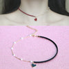 Elegant Heart Pendant Chocker Necklaces For Women Girls Pearls Adjustable Rope Chain Aesthetic Necklaces Wedding Jewelry