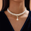 Elegant Imitation Pearl Heart Planet Choker Necklace Women Handmade Crystal Chain Necklace Femme Jewelry