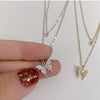 Elegant Multi-layer Gold Butterfly Necklaces For Women Water Wave Chains Layered Choker Necklaces Jewelry