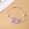 Elegant Multilayer Pearl Choker Necklace Vintage Flower Butterfly Acrylic Chain Necklace For Women Wedding Jewelry Gift