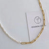 Elegant Natural Freshwater Irregular Pearl Necklace for Women Gold Chunky Link Chain Asymmety Chokers Stitching Charm Jewelry
