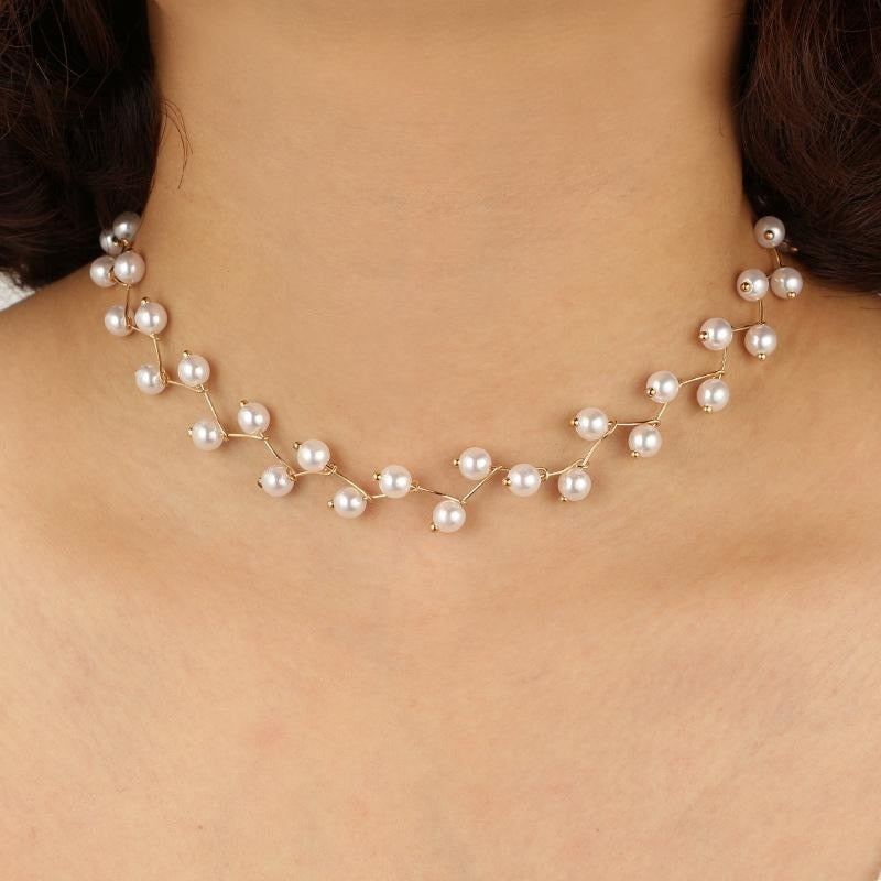 Elegant Pearl Choker Necklace Collar Necklaces Women Wedding Party Clavicle Chain  Necklace Jewelry