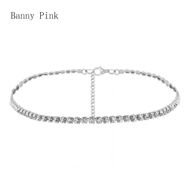 Elegant Rhinestone Chain Choker Necklace For Women Brief Crystal Choker Collar Jewelry Colliers Colar Bijous  Femme