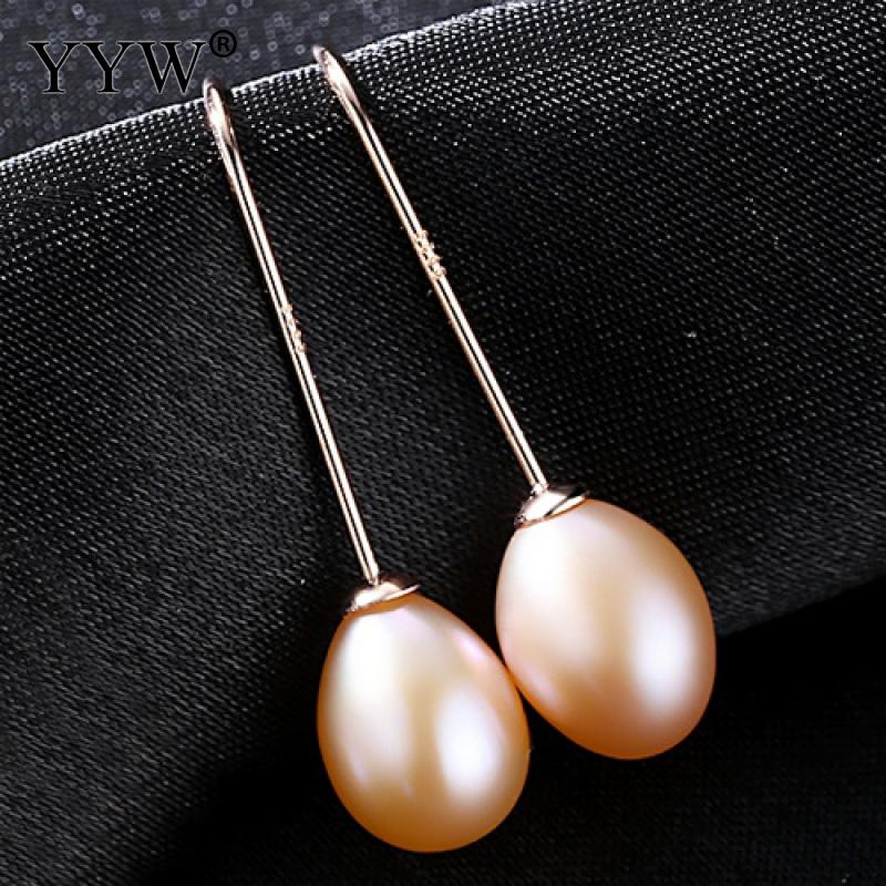 Elegant Rice Pearl White Purple And Pink Love Pearl Drop Earrings For Women Fine Jewelry Brincos