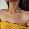 Elegant Simulated Pearl Necklace For Women Geometric White Pearl Gold Color Clavicle Chain Choker Neckalces Jewelry
