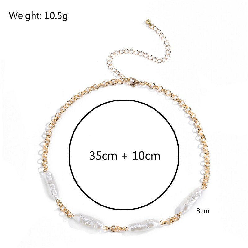 Elegant Simulated Pearl Necklace For Women Geometric White Pearl Gold Color Clavicle Chain Choker Neckalces Jewelry