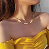 Elegant Simulated Pearl Necklace For Women Geometric White Pearl Gold Color Clavicle Chain Choker Neckalces Jewelry