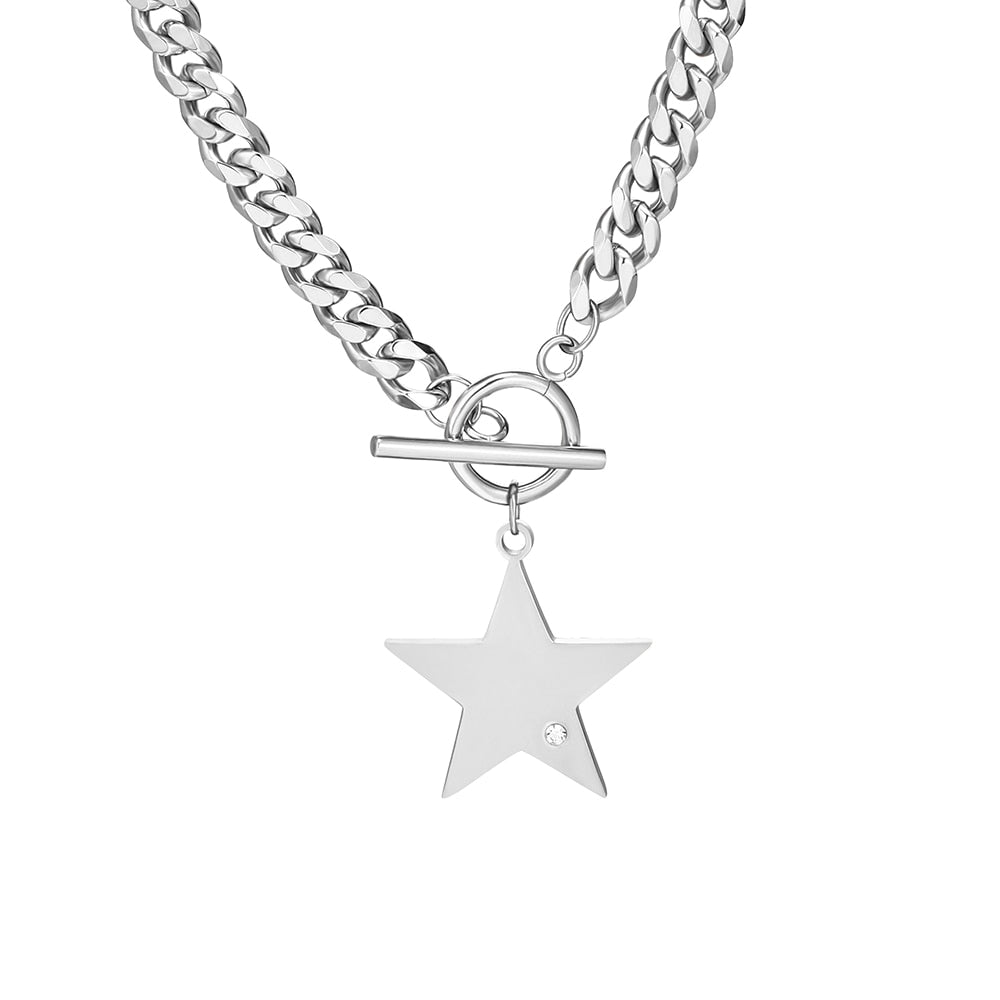 Elegant Stainless Steel Star Link Chain Necklace for Women mujer Golden  Choker Necklace Jewelry Gift 2021