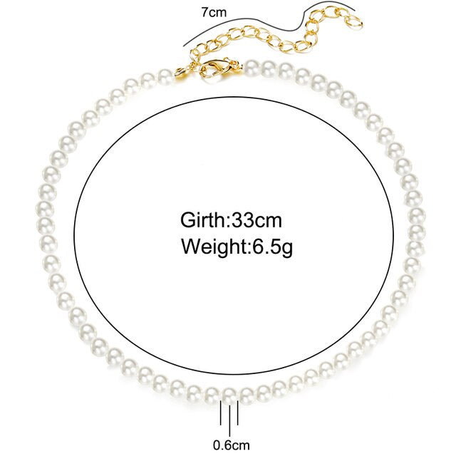 Elegant Vintage White Imitation Pearl Choker Necklace For Women Big Round Pearls Beaded Wedding Necklace Charm Jewelry