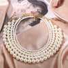 Elegant Vintage White Imitation Pearl Choker Necklace For Women Big Round Pearls Beaded Wedding Necklace Charm Jewelry