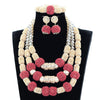 Elegant Women Coral Costume Bridal Jewelry Set 26 inches Real Coral Beads Necklace Set for African Traditional Wedding CNR164
