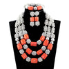 Elegant Women Coral Costume Bridal Jewelry Set 26 inches Real Coral Beads Necklace Set for African Traditional Wedding CNR164