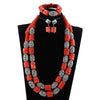 Elegant Women Coral Costume Bridal Jewelry Set 26 inches Real Coral Beads Necklace Set for African Traditional Wedding CNR164