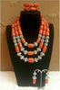 Elegant Women Coral Costume Bridal Jewelry Set 26 inches Real Coral Beads Necklace Set for African Traditional Wedding CNR164