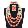 Elegant Women Coral Costume Bridal Jewelry Set 26 inches Real Coral Beads Necklace Set for African Traditional Wedding CNR164