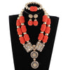 Elegant Women Coral Costume Bridal Jewelry Set 26 inches Real Coral Beads Necklace Set for African Traditional Wedding CNR164