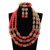Elegant Women Coral Costume Bridal Jewelry Set 26 inches Real Coral Beads Necklace Set for African Traditional Wedding CNR164
