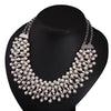Elegant Women Jewelry Accessories  Imitation Pearls Pendant Choker Double Layer Alloy Chain White Pearl Necklace For Party