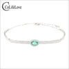 Elegant emerald bracelet for wedding 4 mm * 6 mm natural SI grade emerald silver bracelet 925 silver emerald bracelet for party