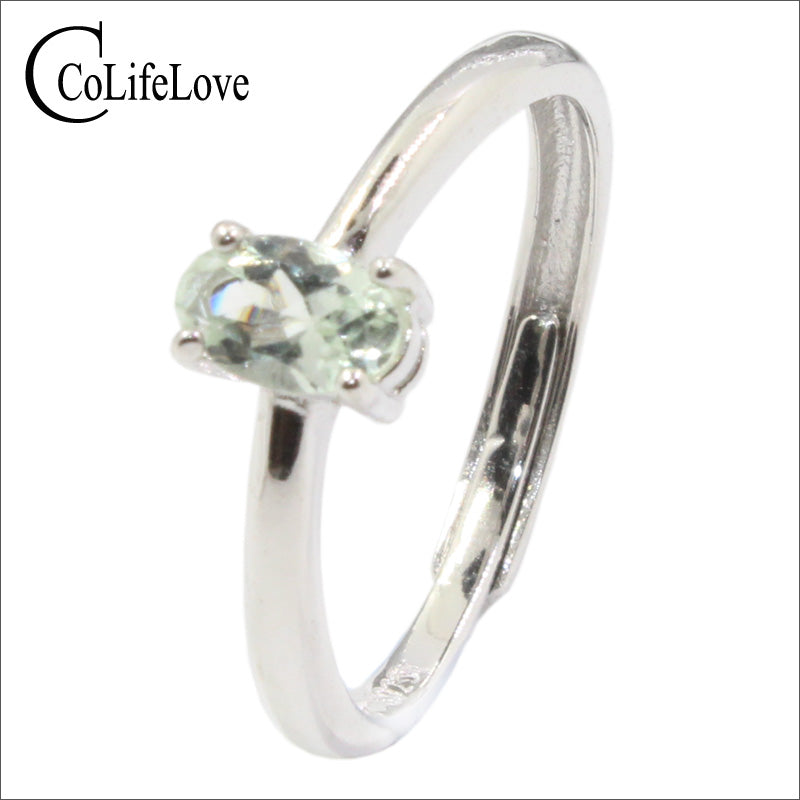 Elegant light green tourmaline ring for wedding SI grade natural tourmaline jewlery solid 925 silver tourmaline ring for lady