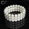 Elegant multi layers charms bridal's pearl & austrian crystal bracelet bangles for women wedding fashion jewelry biloux E022